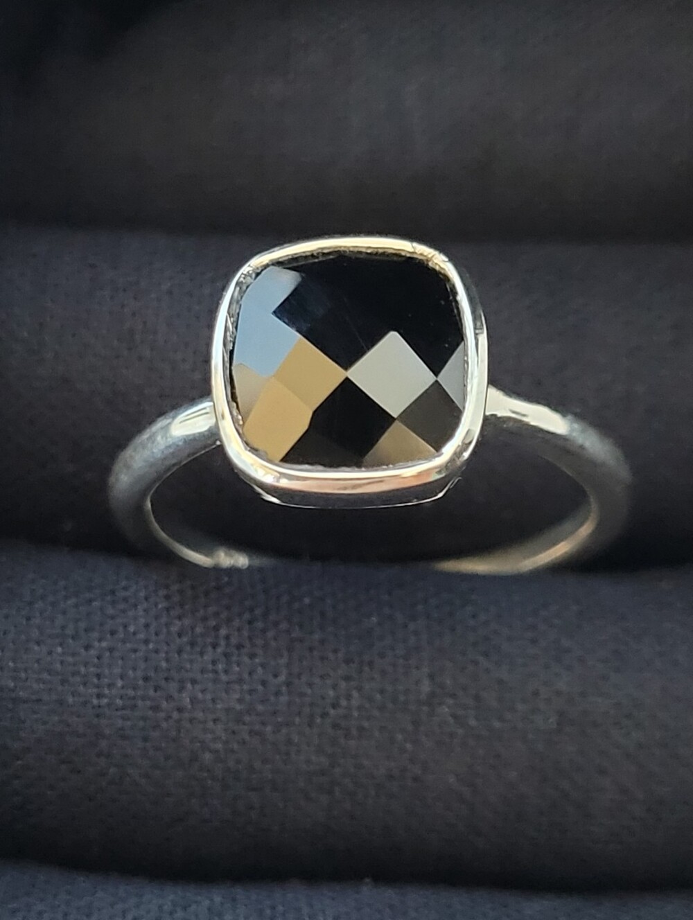 Black Onyx/Sterling Silver Ring, Size 8